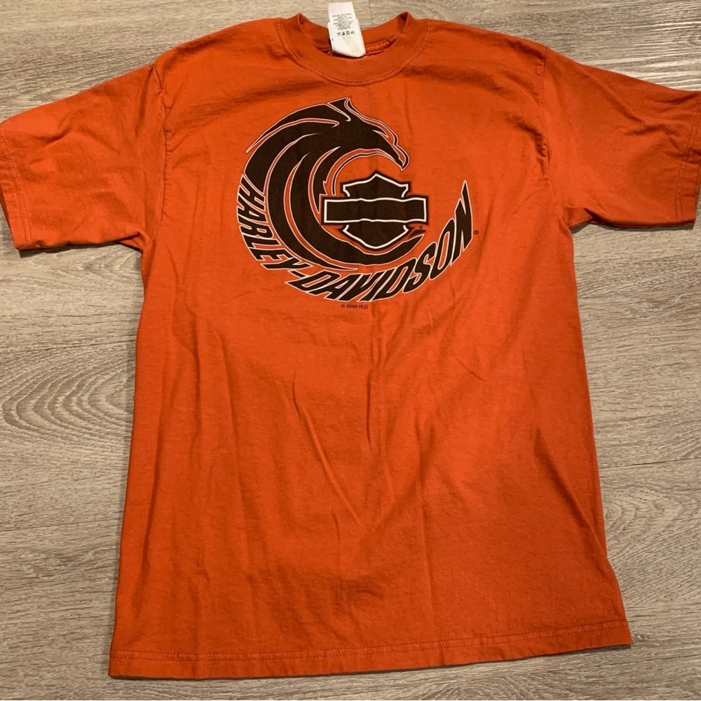 Vintage Harley Davidson 2006 Eugene, Oregon Orange T-Shirt Size M
